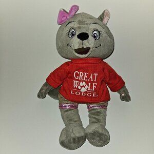 Great Wolf Lodge Violet Plush 16" Stuffed Toy Red Shirt Tan Scoops Shorts